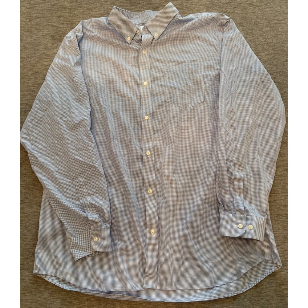LL Bean Mens XL Traditional Fit Blue Gingham Button Down Shirt 275569
